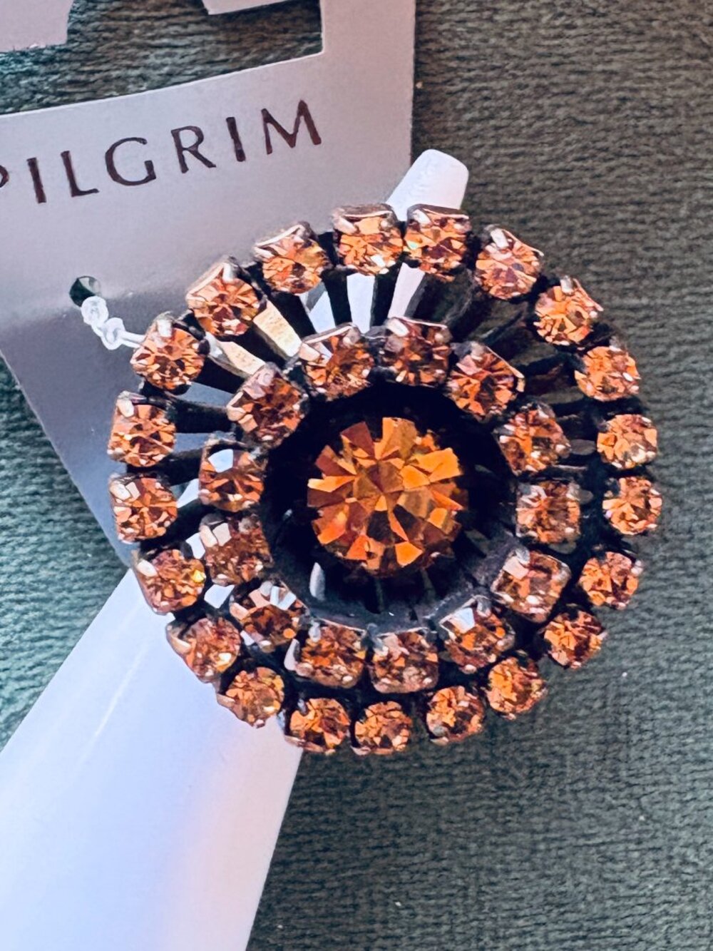 Pilgrim Vintage Ring Gold Color Rhinestones